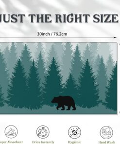 Alternative view of SPUNKER Door Mat,Forest Bear Front Doormats 17''x30'',Foggy Green Trees Indoor Outdoor Entrance Welcome Mat,Low-Profile Floor Rugs for Entry Patio
