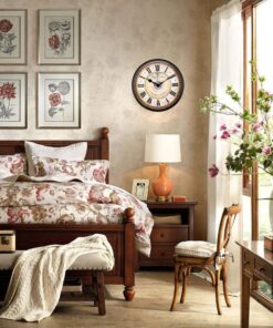 Alternative view of Justup Wall Clock, 12 inch Metal Black Wall Clock European Style Retro Vintage Clock Non - Ticking Whisper Quiet Battery Operated with HD Glass Easy to Read for Indoor Decor (Black 12')