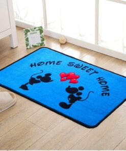 Alternative view of J.Ehonace Cartoon Mouse Rugs - 17" x 30" Cute Red Heart Rug, Non-Slip Home Sweet Home Blue Cartoon Welcome Mat, Indoor Entrance Doormat Livingroom Home Decor Rugs
