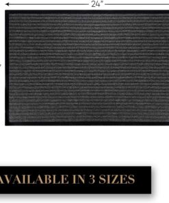 Alternative view of LuxUrux Striped Gray Door Mat - Heavy Duty, Indoor/Outdoor, Easy Clean, Waterproof, Low-Profile (24'' x 16'') - Ideal for Entry, Patio, Garage - Durable Solution for High Traffic Entrance Ways