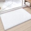 Color&Geometry White Bathroom Rugs, Absorbent, Non Slip, Soft, Washable, Quick Dry, 16"x24" Small White Bath Mats for Bathroom, Microfiber Shower Mat Bath Rug