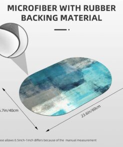 Alternative view of Teal Grey Abstract Art Painting Bath Mat Diatomaceous Earth Rug Super Absorbent Non Slip Quick Dry Bathroom Kitchen Doormat 16"X24"