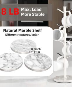 Alternative view of Mug Holder Tree with Marble Base, 8 Hooks White Coffee Cups Holder Stand, New Upgrad Stable Removable Mug Rack for Kitchen Cafe