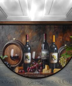 Funky Qiu Half Round Door Mat,Wine Grape Non Slip Absorbent Entrance Doormat,Welcome Mat for Front Door,Low-Profile Semi Circle Floor Mats Area Rugs for Home Kitchen Garage Patio,36" x 24"