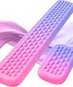 Lekvey Ergonomic Gaming Wrist Rest for Computer Keyboard & Mouse - Premium Silky Memory Foam Wrist Pad with Massage Points, Pain Relief & Comfort Wrist Support for Typing, PC, Game (Pink/Purple)