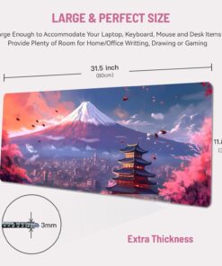 Alternative view of Stanoha Mouse Pad Desk Mat Gaming Large Keyboard Cute Office Desktop Computer Laptop Blossom XXL Long Giant Big Kawaii Anime Aesthetic Girly Pretty Design Women Girl Oversized Wide 30x12'' Mousepad