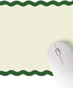 Kingdder Small Cute Kawaii Mouse Pad Green Scalloped Mousepad - 9.8 x 7.9 Inches Non-Slip Rubber Base with Waterproof Fabric Surface Computer Accessories for Travel, Desk, Office, Gaming & Home Decor