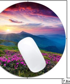 Alternative view of Nature Purple Flowers Meadow Mountain Scenic Mouse Pad Round Non-Slip Rubber Mousepad Laptop Office Computer Decor Cute Desk Accessories Customized Design Mouse Pad