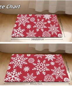 Alternative view of InterestPrint Christmas Red Door Mat Xmas Snowflakes Doormat Washable Floor Mats Outdoor Indoor Non-Skid Area Rug Entry Doormat for Bedroom Living Room Kitchen Nursery, 16" x 24" Inch