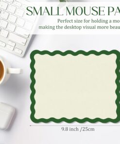 Alternative view of Kingdder Small Cute Kawaii Mouse Pad Green Scalloped Mousepad - 9.8 x 7.9 Inches Non-Slip Rubber Base with Waterproof Fabric Surface Computer Accessories for Travel, Desk, Office, Gaming & Home Decor