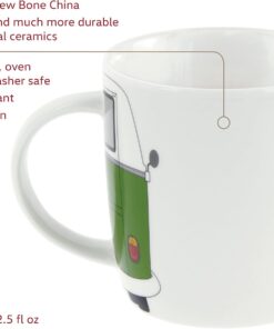 Alternative view of BRISA VW Collection - Volkswagen Large Ceramic Coffee-Tea-Cappuccino Mug Cup in T1 Bus Design (370 ml/12.5 fl oz/Bus Front) (Green)