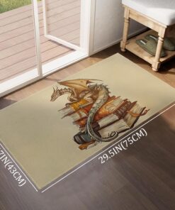 Alternative view of VODRM Dragon and Book Indoor Door Mat, Fantasy Retro Floor Doormat,17x29.5in,Non Woven Non Slip Rubber Backing Ancient Books Rug for Porch Insider,Bedroom,Kitchen,Doormats Gifts,Rv Camper Decor