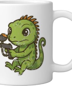 Alternative view of Paintball Iguana Mascot Team Ceramic Mug, White