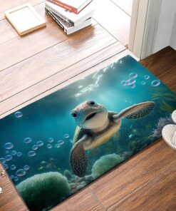 SPUNKER Turtles Door Mat,Hawaiian Sea Turtle Welcome Mat,Doormats Indoor Entrance, Entry Mat, Indoor Outdoor Mat, Low-Profile Floor Rugs for Entry, Patio, 17''x30''