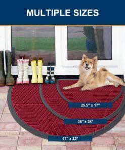 Alternative view of Smiry Half Circle Front Door Mat Outside Entrance, Heavy Duty Sturdy Natural Rubber Doormat, Trap Dirt and Moisture, Low Profile Mats for Indoor Outdoor Entry, Irregular Triangle (29.5x17, Wine Red)