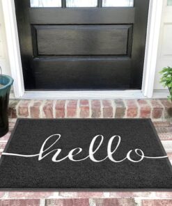 EARTHALL Door Mat Outside Inside Hello Doormat, 36"x24", Durable Floor Mat Non Slip Mat Ultra Absorb Mud Easy Clean Front Doormat for Garage, Entryway, Patio, High Traffic Areas, Black