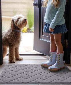 Alternative view of OLANLY Indoor Door Mat, 24x16, Dirt Resistant and Absorbent, Sturdy Non-Slip Rubber Backing, Easy to Clean, Washable Low-Profile Doormat for Entryway, Medium Gray