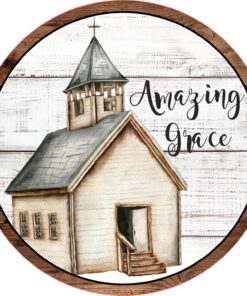 Round Metal Tin Sign, Amazing Grace, 12'' X 12''