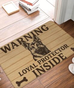 German Shepherd Warning Indoor Door Mat, Dog Theme Floor Doormat for Entryway, Non-Slip Rug for Outdoor, Home, Kitchen, Living Room Decor, Area Rugs Gifts for German Shepherd Lovers, 16x24in