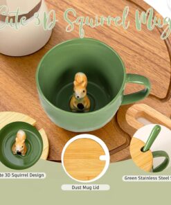 Alternative view of Squirrel Gifts for Women Men Cute Squirrel Ceramic Mug Hidden 3D Animal Inside Unqiue Coffee Mug Tea Cup with Lid Spoon Cool Stuff Home Decor Christmas Birthday Gifts for Her Friends Sisters Besties