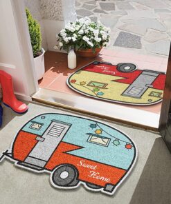Haigoo Happy Camper Door Mat 2 Pack,RV Floor Mats,23"x16"Sweet Home Front Door Mats Outdoor Indoor mats,Non-Slip Welcome mats Entrance Way Rug,Durable Door Mats for RV,Home Decor,Campsite Camper