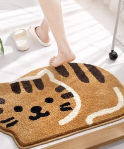 Alternative view of 16 x 24 Inch Cat Shape Carpet, Shower Mat, Bath Mat Cute, Cat Face Bathroom Rugs, Area Rugs Washable Floor Mats (Brown Cat)