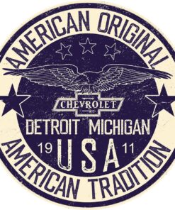 Desperate Enterprises American Tradition - Chevy Round Aluminum Sign - Nostalgic Vintage Metal Wall Decor - Made in USA