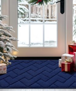 hicorfe Indoor Doormat,Front Back Door Mat TPR Backing Non Slip Mats 20"x31.5" Absorbent Resist Dirt Entrance Doormat Inside Floor for Entryway Washable Low-Profile(Navy Blue)