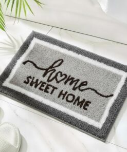 Drydiet Gray Bathroom Rug Rustic Sweet Home Bath Mat Soft Fluffy Absorbent Bath Rugs Non Slip Quick Dry Washable for Bathroom Indoor Outdoor Home Entrance Welcome Doormat, 16" x 24