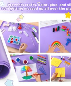 Alternative view of Silicone Art Mats for Kids, 24"x16" Silicone Craft Mat with Lip to Keep Clean, Play Sand, Painting, DIY Crafts Mat for Kids (Purple)