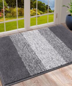 Vaukki Indoor Doormat Entryway Door Mat, Non Slip Absorbent Mud Trapper Mat Inside Floor Mat, Washable Door Carpet for Entryway (24''x36'', Grey)
