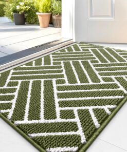 OLANLY Indoor Door Mat, 36x24 Inch, Dirt Resistant and Absorbent, Non-Slip Rubber Backing Floor Mats, Easy Clean Low-Profile Doormat for Entryway, Front Door, and Inside Entrance, Green