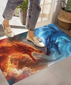 Dual Dragon Indoor Doormat, Non-Woven Fabrics Non Slip Floor Mat 17x29.5 in Area Rug Quick Absorbent Entrance Rug Front Door Mat, Welcome Mats Entryway Rug Doormats for Kitchen Home Patio Bedroom