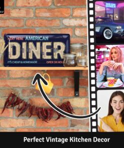 Alternative view of Vintage Tin American DINER, Metal Sign, 6.7x13.4 inch