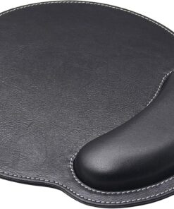 Ergonomic Mouse Pad with Wrist Support,PU Leather Mousepad for Laptop Computers Mac,Non Slip Rubber Base Memory Foam Wrist Rest Mouse Pads for Men Women,Home Work Office Gaming,Pain Relief,Black