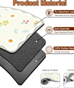 Alternative view of Dish Drying Mat 16" X 24", Super Absorbent & Cuttable Coffee Mats for Countertop, Kitchen Counter Mat Fits Under Coffee Maker or Machine, Hide Stain Drying Pad for Dish Drying Rack, Cute Flower