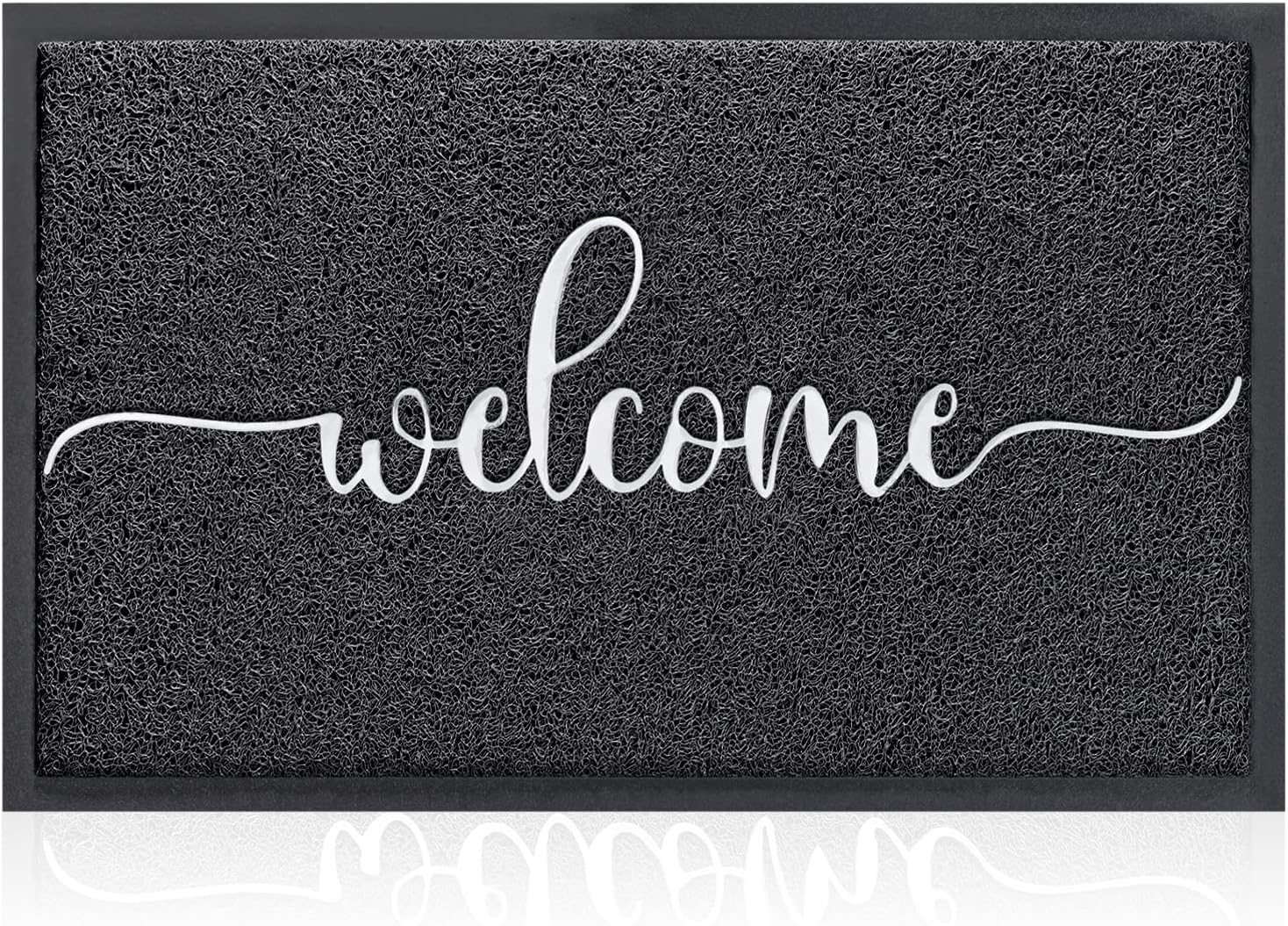 AAZZKANG Large Welcome Mat 36"x24" Non Slip Durable Outdoor Door Mats Quickly Trap Dirt Easy to Clean Indoor Doormat for Front Door,Entrance,High Traffic Areas Black