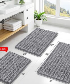 Alternative view of Smiry Bathroom Rugs Mat 24x16, Extra Soft Absorbent Chenille Bath Rugs, Non Slip Rubber Backing Machine Washable Quick Dry Bath Mats for Bathroom Floor, Tub, Shower, Home Decor Accessories, Grey