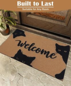 Alternative view of Arttown Welcome Black Cats Door Mat Three Cute Black Cat Welcome Doormat Thick Bottom Backing Non-Slip Durable Resist Dirt Door Rug Indoor Outdoor Entry Mat for Porch Entrance Patio 17x30 Inch