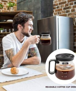 Alternative view of 16 Oz Coffee Pot Mug,Mini Coffee Pot Cup,with Spill Proof Lid Heatproof Glass Mug Large Capacity ideal Gift for Coffee Lovers (1pcs)