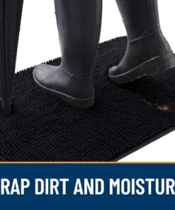 Alternative view of OLANLY Dog Door Mat Set 2-Piece 24x16, Absorbs Moisture and Dirt, Absorbent Non-Slip Washable Doormat, Quick Dry Chenille Mud Mat for Dogs, Entry Indoor Entryway Carpet for Inside Floor, Black