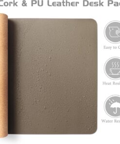 Alternative view of Aothia Dual-Sided Desk Pad - Leather Desk Mat, Natural Cork Desk Pad Protector, Large Mouse Pad for Desk, Waterproof Desk Blotter Pad, Desk Writing Pad for Office Work/Home, Coffee (35.4" x 15.7")