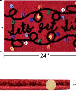 Alternative view of RoomTalks Let??s Get Lit Christmas Lights Bath Mat Non Slip Machine Washable, 16x24 Cute Red Cheer Festive Seasonal Xmas Holiday Bath Rugs Mat for Bathroom Christmas Decorations Gift