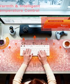 Alternative view of iCasso Heated Mouse Pad Hand Warmer, XXL Heated Desk Pad, Pink Mouse Pad, 35.4" x 15.7" Warm Desk Mat with 4 Heating Levels for Computer Keyboard, Large Mousepad for Home Office Work