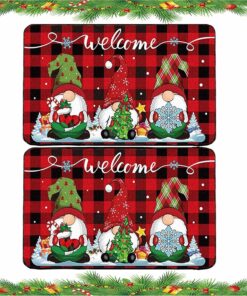 2PCS Christmas Door Mat Gnome Doormat, Christmas Welcome Floor Doormat, Winter Xmas Holiday Floor Mat (24??16 inch)