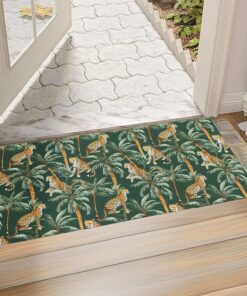 Cheetah Print Front Door Mat Outside Entrance, Indoor Door Mat, 17x29.5 in,Non-Woven Fabrics Non Slip Floor Doormat, Welcome Mats Entryway Rug Doormats for Kitchen Bedroom Living Room Decor Gifts