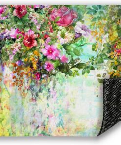 Mogifedc Abstract Flowers Front Door Mat, Spring Floral Indoor Outdoor Decor Entrance Inside Non-Slip, Waterproof Kitchen Mat and Interior Home Washable Door Mat, 17"??30??