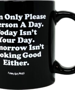 Funny Guy Mugs I Can Only Please 1 Person A Day Ceramic Coffee Mug - 11oz - Ideal Funny Coffee Mug for Women and Men - Hilarious Novelty Coffee Cup with Witty Sayings