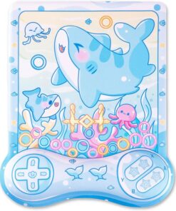 BelugaDesign Shark Mousepad | Cute Kawaii Anime Pastel Blue Mouse Pad | Ocean Underwater Nonslip Mat for Gaming Computer Laptop Keyboard Desk Accessory | Padded Squishy Wrist Rest for Easy Typing