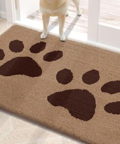 Buganda Dog Door Mat for Muddy Paws, Absorbent Dirt Trapper Washable Indoor Doormats, Non Slip Low-Profile Mud Mat for Dogs, Front Entrance Doormat for Inside Floor (30x20 Inches, Beige)